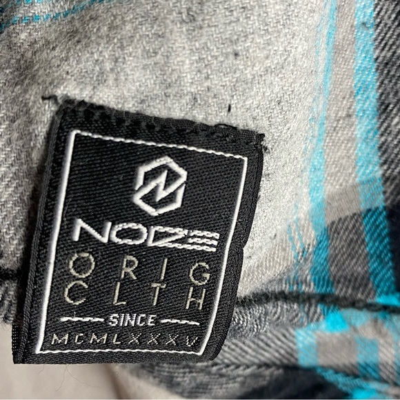 Noize Electric Blue & Grey Plaid Embroidered Soft Mens Button Down Shirt Size M - Picture 4 of 7